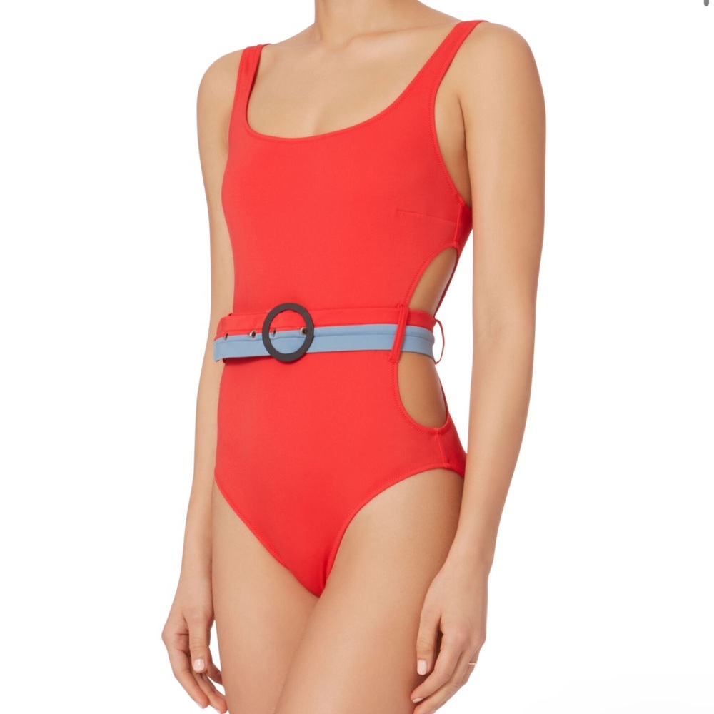 Solid & Striped Joan Belted Cutout One Piece Swimsuit
